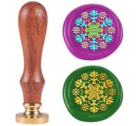 DELORIGIN Floral Mandala Wax Seal Stamp 1" Vintage Sealing Stamps Removable Brass Head Seal Stamp with Wooden Handle for Envelope Greeting Card Wedding Envelopes Invitations Wine Gift Wrapping