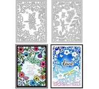DELORIGIN Flower Dragonfly Background Frame Cutting Dies Card Border Stitch Die Cut Sewing Carbon Steel Die Cuts Stencils Scrapbooking Embossing Template for DIY Birthday Wedding Album Card Making