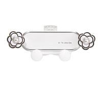 DELORIGIN Flower Pearl Car Phone Holder, Cute Air Vent Mount with Sturdy Clip, Elegant Cell Phone Cradle for All Smartphones, Car Interior Decor Accessories for Driving Navigation & Gift