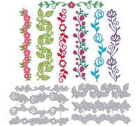 DELORIGIN Flowers Leaves Border Cutting Dies Card Making Metal Die Cut Stencils Scrapbooking Embossing Template Dies Supplies for DIY Paper Invitation Craft Photo Albums Gift Greeting Card Decor