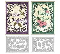 DELORIGIN Flowers Leaves Frames Cutting Dies Card Making Die Plant Hollow Out Borders Stencil Metal Die Cuts Card Scrapbooking Embossing Template Dies for Cards Craft Paper Album Invitation Background