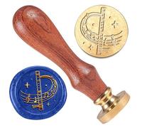 DELORIGIN Flute Musical Notes Wax Stamp, Vintage Wax Sealing Stamp 1" Brass Head Stamp with Wooden Handle Retro Wax Seal Stamp for Gift Wrapping Envelopes Cards Letters Wine Packages Decoration