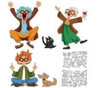 DELORIGIN Funny Old Lady Cutting Dies for Card Making Vintage Dies Metal Stencil Scrapbooking Embossing Template Die for Greeting Cards DIY Paper Craft Photo Album Invitation Decoration
