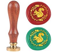 DELORIGIN Garland Squirrel Wax Seal Stamp1" Removable Brass Seal Head with Wooden Handle Vintage Embossed Letter Sealing Wax Stamp for Invitations Party Envelope Festival Gift Packag Decorate