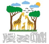 DELORIGIN Giraffe Animals Metal Cutting Dies Forest Trees Die Cuts for Card Making Decorative Embossing Stencils Dies Template for DIY Scrapbooking Photo Album Paper Cards Invitation Art Craft Party