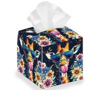 DELORIGIN Giraffe Tissue Box Holder, Square Tissue Box Cover Foldable Tissue Storage Box Waterproof Paper Towel Case Container Organizer Tissue Box Holder for Bedroom Office Bathroom Car Nightstand