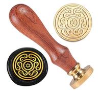 DELORIGIN Goddess Hekate Symbol Wax Stamp, Wave Wax Sealing Stamp 1" Brass Head Stamp with Wooden Handle Retro Wax Seal Stamp for Gift Wrapping Envelopes Cards Letters Wine Packages Decoration