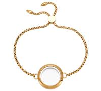 DELORIGIN Gold Floating Locket Bracelet Stainless Steel Memory Locket Bracelet Picture Memory Charms Memorial Jewelry for Women Men Photo Frame Pendant Ashes Hair Gemstones Keepsake