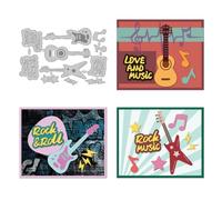 DELORIGIN Guitar Cutting Dies Rock Music Words Dies Cut Metal Die Cuts Embossing Stencils Template Dies for Card Making Decoration DIY Scrapbooking Photo Album Arts Paper Crafts Greeting Card Supplies