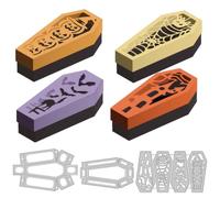 DELORIGIN Halloween 3D Coffin Cutting Dies Candy Box Making Carbon Steel Die Cut Pumpkin Bat Stencils Blessing Card Scrapbooking Embossing Template Dies for Birthday Greeting Album Invitation Decor