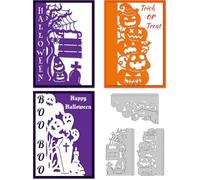 DELORIGIN Halloween Card Border Cutting Dies for Card Making Pumpkin Ghost Lace Die Carbon Steel Stencil Embossing Template for Halloween Cards Scrapbooking Paper Album Invitation Decor