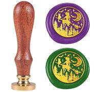 DELORIGIN Halloween Forest Witch Wax Seal Stamp Vintage Sorceress Sealing Stamps 1" Removable Brass Head Seal Stamp with Wooden Handle for Envelope Card Letters Halloween Invitations Gift Wrapping