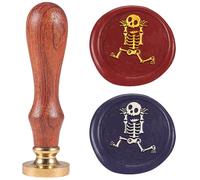 DELORIGIN Halloween Skeleton Wax Sealing Stamp Vintage Compass Brass Halloween Wax Stamp Kit with Wooden Handle for Party Invitations Wine Packages Envelopes Gift Wrapping Cards Decoration