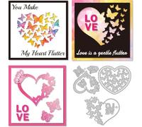 DELORIGIN Heart-Shaped Butterfly Cutting Dies for Card Making Love Dies Metal Stencil Scrapbooking Embossing Template Die for Greeting Cards DIY Paper Craft Album Invitation Valentine's Day Decoration