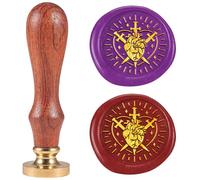 DELORIGIN Heart Sword Wax Seal Stamp 0.98" Removable Brass Seal Head with Wooden Handle Vintage Embossed Letter Sealing Wax Stamp for Invitations Party Envelope Festival Gift Packag Decorate