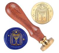 DELORIGIN Holy Grail Wax Stamp, Magic Wax Sealing Stamp 1" Brass Head Stamp with Wooden Handle Retro Wax Seal Stamp for Gift Wrapping Envelopes Cards Letters Wine Packages Decoration