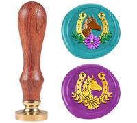 DELORIGIN Horseshoe Wax Seal Stamp 1" Removable Brass Seal Head with Wooden Handle Vintage Embossed Letter Sealing Wax Stamp for Invitations Party Envelope Gift Packag Decorate
