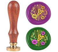 DELORIGIN Hummingbird Wax Seal Stamp Removable 1" Brass Sealing Wax Stamp Head with Wooden Handle Vintage Embossed Stamp for Envelope Greeting Card Letter Wedding Invitations Wine Gift Wrapping Decor