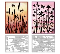 DELORIGIN Insects Wildflowers Frame Die Cuts, Carbon Steel Die Cuts Cutting Dies Plants Frame Stencils Scrapbooking Weeds Embossing Template Dies for Birthday Card Making Party Greeting Photo Album