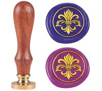 DELORIGIN Iris Wax Seal Stamp, 1" Retro Sealing Stamps Removable Brass Head with Wooden Handle Seal Stamp Flower Sealing Wax for Envelope Greeting Card Gift Wedding Engagement Party Invitation