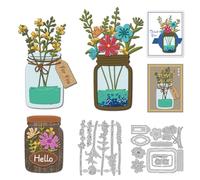 DELORIGIN Jar Wildflowers Cutting Dies Card Making Die Stencil Metal Flower Vases Die Cuts Card Scrapbooking Embossing Template Dies for Greeting Cards Craft Paper Album Invitation Decor