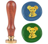 DELORIGIN Koala Wax Seal Stamp Letter Sealing Wax Stamp Embossed Seal 25mm Removable Brass Wax Seal Stamp Head With Wooden Handle for Birthday Invitation Gift Wine Package Decoration