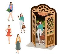 DELORIGIN Lady Dies Cuts 3D Switch Door Metal Cutting Dies Card Making Cutting Dies Stencils Template for DIY Embossing Scrapbooking Craft Paper Greeting Card Gift Birthday Festival Decor