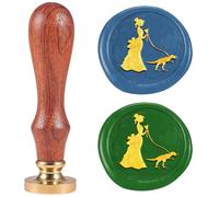 DELORIGIN Lady Dinosaur Wax Seal Stamp 1" Novel Sealing Stamps Removable Brass Head Seal Stamp with Wooden Handle for Envelope Greeting Card Christmas Wedding Invitations Wine Gift Wrapping