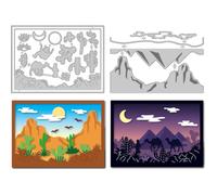 DELORIGIN Layered Desert Landscape Board Cutting Dies Card Stitch Die Cut Carbon Steel Die Cuts Stencils Card Making Scrapbooking Embossing Template Dies for DIY Paper Crafts Trip Albums Card Decor