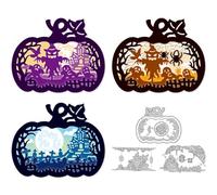 DELORIGIN Layering Halloween Pumpkin Frame Cutting Dies for Card Making Scarecrow Ghost Die Carbon Steel Stencil Embossing Template for Halloween Cards Scrapbooking Paper Album Invitation Decor