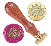 DELORIGIN Lotus Wax Stamp, Flower Wax Sealing Stamp 1" Removable Sealing Stamp Head with Wooden Handle Wax Seal Stamp Kit for Party Invitations Wine Packages Gift Wrapping Decoration