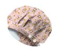 DELORIGIN Lucky Cat Bouffant Scrub Caps with 4 Buttons Cotton Adjustable Nurse Scrub Hats with Sweatband Working Surgical Caps for Women Men Nursing Make Up Cooking Head Cover One Size Fits All