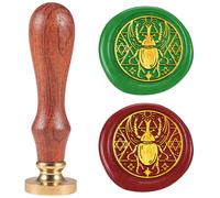 DELORIGIN Magic Beetle Wax Seal Stamp 0.98" Removable Brass Seal Head with Wooden Handle Vintage Embossed Letter Sealing Wax Stamp for Invitations Party Envelope Festival Gift Packag Decorate