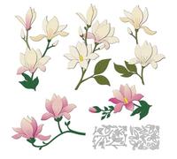 DELORIGIN Magnolia Flower Metal Die Cuts Card Making Carbon Steel Cutting Dies DIY Scrapbooking Cuts Stencils Paper Embossing Template for Greeting Cards Invitation Photo Album Decorations