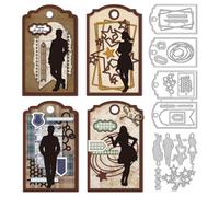 DELORIGIN Male Female Labels Die Cuts for Card Making, Character Tag Carbon Steel Cutting Dies Scrapbooking Embossing Template Dies for Photo Album Birthday Gift Party Greeting Paper Card Envelope