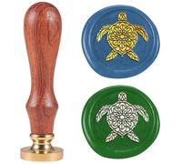DELORIGIN Mandala Turtle Wax Seal Stamp 1" Vintage Animals Sealing Stamps Removable Brass Head Seal Stamp with Wooden Handle for Envelope Greeting Card Wedding Invitations Wine Gift Wrapping