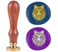 DELORIGIN Mandala Wolf Wax Seal Stamp 1" Vintage Animals Sealing Stamps Removable Brass Head Seal Stamp with Wooden Handle for Envelope Greeting Card Wedding Invitations Wine Gift Wrapping
