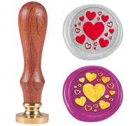 DELORIGIN Many Hearts Wax Seal Stamp Vintage Love Sealing Stamps 1" Removable Brass Head Seal Stamp with Wooden Handle for Greeting Card Wedding Valentine's Day Envelopes Invitations Wine Wrapping