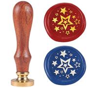DELORIGIN Many Stars Wax Seal Stamp Vintage Star Sealing Stamps 1" Removable Brass Head Seal Stamp with Wooden Handle for Greeting Card Wedding Envelopes Invitations Wine Gift Wrapping