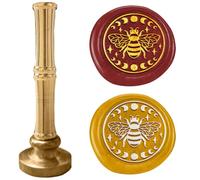 DELORIGIN Moon Phase Bee Wax Seal Stamp Vintage Embossed Stamp Sealing Removable 1" Brass Sealing Wax Head with Brass Handle for Invitations Greeting Card Envelopes Craft Wine Gift Wrapping