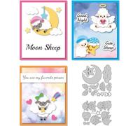 DELORIGIN Moon Sheep Cutting Dies Sleeping Sheep Card Making Die Cuts Carbon Steel Stencils Scrapbooking Embossing Template Dies for DIY Craft Album Goodnight Card Gift Letter Decor
