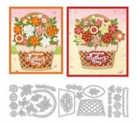 DELORIGIN Mother's Day Flower Basket Metal Cutting Dies Blessing Die Cuts Carbon Steel Stencils Scrapbooking Embossing Template Dies for Card Making Greeting Invitation DIY Craft Album Decor