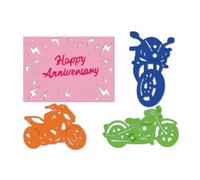 DELORIGIN Motorcycle Cutting Dies Anniversary Frame Card Making Die Cut Carbon Steel Die Cuts Stencils Card Scrapbooking Embossing Template for DIY Paper Craft Making Album Gift Invitation Decor