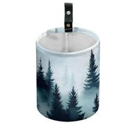 DELORIGIN Mountain Forest Car Trash Can Waterproof Garbage Can Car-Seat Back Hanging Trash Bag Portable Camping Waste Bin Storage Bag Collapsible Rubbish Container for Women Man Car (5.9" W,7.2" H)