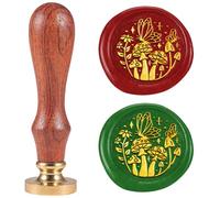 DELORIGIN Mushroom Butterfly Wax Seal Stamp 0.98" Brass Seal Head with Wooden Handle Vintage Embossed Letter Sealing Wax Stamp for Invitations Party Envelope Festival Gift Packag Decorate