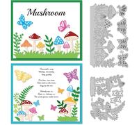 DELORIGIN Mushroom Cutting Dies Fern Butterfly Card Borders Stitch Die Cut Carbon Steel Die Cuts Stencils Card Scrapbooking Embossing Template Dies for DIY Paper Craft Card Albums Gift Decor