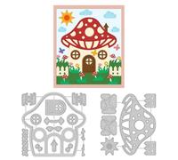 DELORIGIN Mushroom House Cutting Dies Fairy Tale Card Making Die Stencil Carbon Steel Die Cuts Card Scrapbooking Embossing Template Dies for Greeting Cards Craft Paper Album Invitation Decor