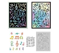 DELORIGIN Music Notes Cutting Dies Card Borders Stitch Die Cut Sewing Carbon Steel Die Cuts Stencils Card Scrapbooking Embossing Template Dies for Craft Card Albums Concert Invitation Gift Decor