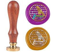 DELORIGIN Myth Bird Wax Seal Stamp Books Embossed Stamp Sealing Removable 1" Brass Wax Seal Stamp Head with Wooden Handle Sealing Wax for Birthdays Invitations Greeting Card Party Envelopes Craft