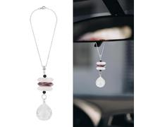 DELORIGIN Natural Amethyst Car Hanging Ornaments Quartz Crystal Car Pendant Charms Rainbow Glass Ball Dangling Suncatcher Rearview Mirror Accessories for Window Garden Home Wedding Party Decor